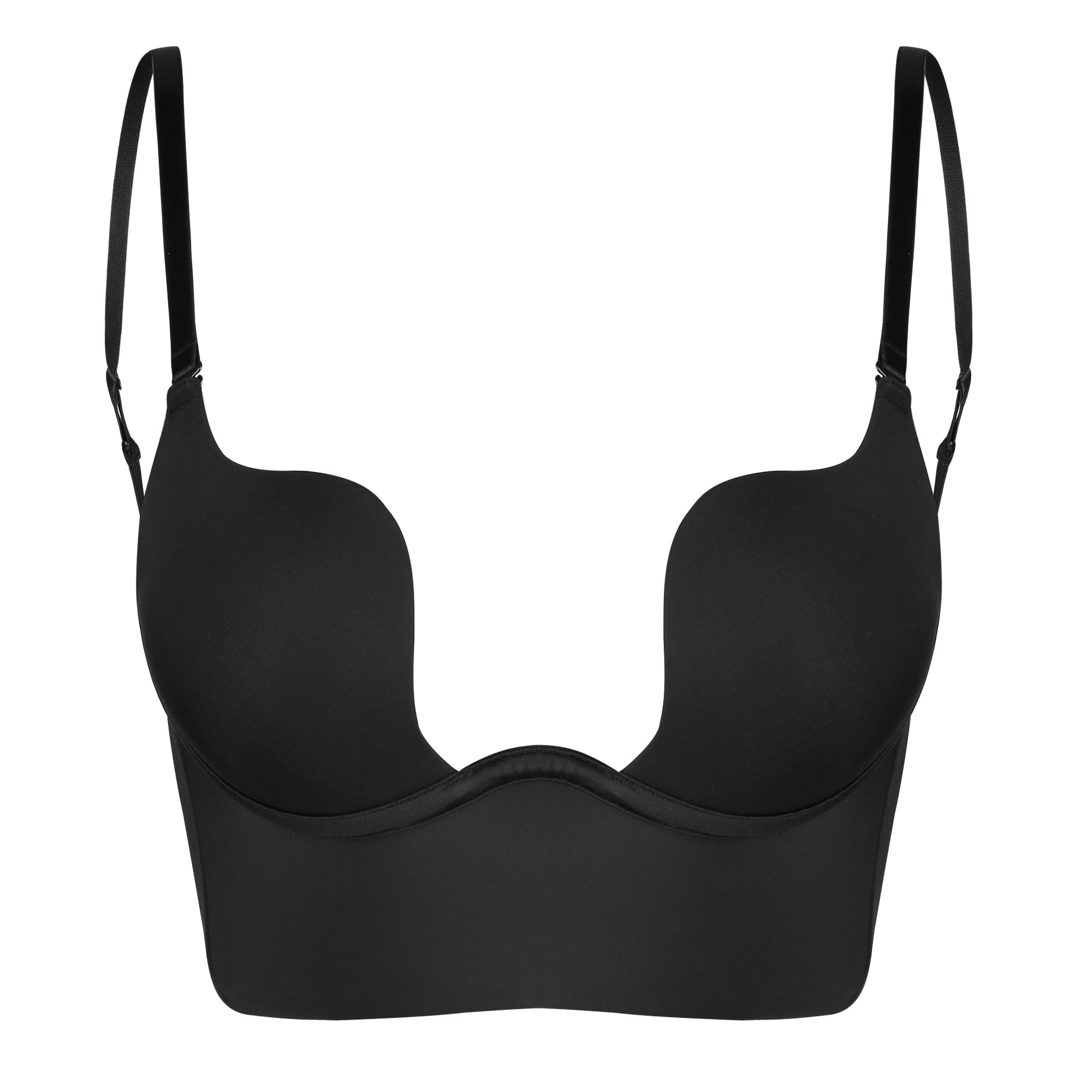 Plunge Bra with Removable Push-up Pocket Up Black Graphic