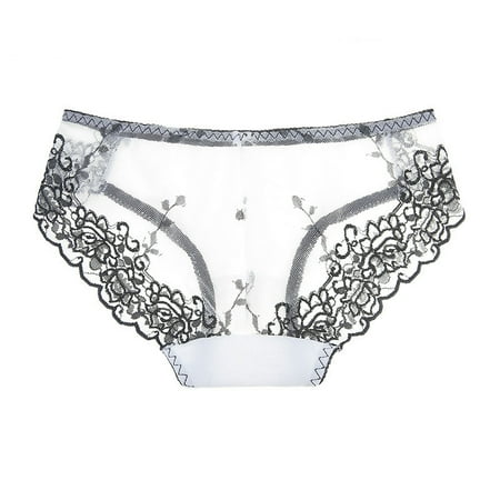 

dmqupv Underwear Women No Show Womens Embroidered Panties Lace Mesh Panties Low Waist Briefs Hiking Underwear Women White Large