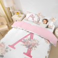 thumbnail image 3 of Catabedysis Flowers ABC Print A Bedding,Personalized Monogrammed Gifts Duvet Cover Full For Girls,Pink Reversible,3pcs,1 Duvet Cover and 2 Pillowcases, 3 of 6