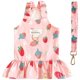 thumbnail image 2 of Dinheiro Conjunto de arnés y correa para perro pequeño, lindo vestido de princesa para cumpleaños, vestidos para perros con estampado de frutas suaves, vestidos para cachorros, ropa para perros, 2 of 6
