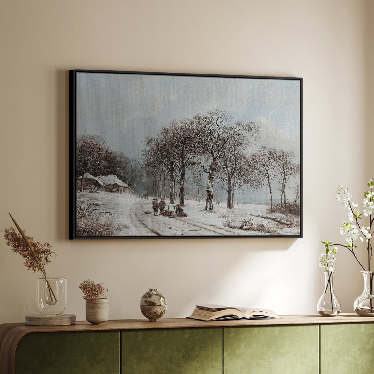 Vintage Landscape-CCLXX By Wexford Home Framed in Black Wood Gallery Wrapped Canvas 17 in. x 25 in.