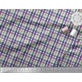 thumbnail image 2 of Soimoi Blue polyester Crepe Fabric Window Pane Check Printed Fabric 1 Yard 42 Inch Wide, 2 of 3