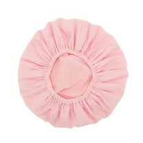 Unique Bargains 1 Pc Women Portable Stripe Shower Cap for Bathroom Vacation Hotel Travel Pink Satin EVA