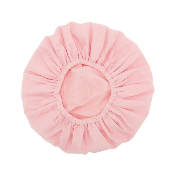 Unique Bargains 1 Pc Women Portable Stripe Shower Cap for Bathroom Vacation Hotel Travel Pink Satin EVA