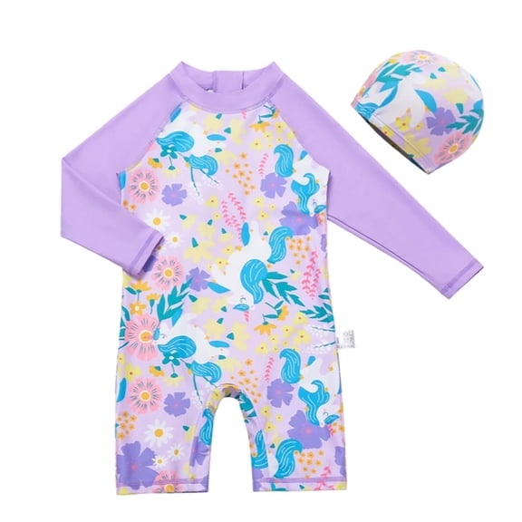 lnmuld Kids Swimsuits Girls Long Sleeve Rash Guard and Swim Shorts Two Piece Swimsuit UPF 50 Sun for Beach Pool Swimming Activities Size:4-5 Years