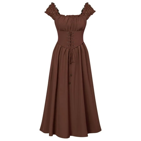 LARUYEKO Ladies  Tight Corset Dress Cottage Dress with Pockets Sleeveless Mid Length Summer Dress Leather Belt Accessories Belt Jewelry for Women Christmas Music Black Gothic Dress for Women Gothic