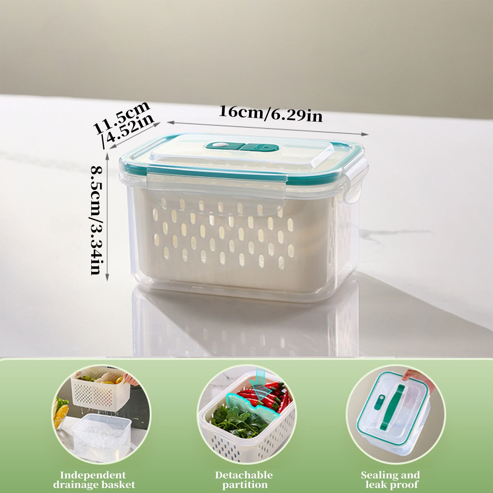 Refrigerator Food Storage Container Kitchen Multi Layer Plastic Organizer with Lid Portable Produce Keeper Set of 1