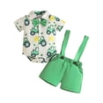 thumbnail image 2 of Infant St. Patrick's Day Cartoon Print 2-Piece Outfit – Short Sleeve Romper & Suspenders Shorts Set (0 to 18 Months), 2 of 7