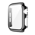 thumbnail image 1 of Glass+Cover for Apple Watch Case 45mm 41mm iWatch Case Bumper+Screen Protector Apple Watch Series 7 -black silver, 1 of 6