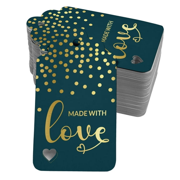 Inkdotpot Real Gold Foil Made With Love Text Tags Favor Hang Paper Tags 100 Pack