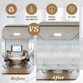 thumbnail image 5 of Blue Beige Farmhouse Window Privacy Film, Vintage Wooden Striped Static Cling UV Sun Blocking Heat Control Window Tint Day and Night, Non-Adhesive Reusable One Way Windows Privacy Cover 17.7''x78.7'', 5 of 7