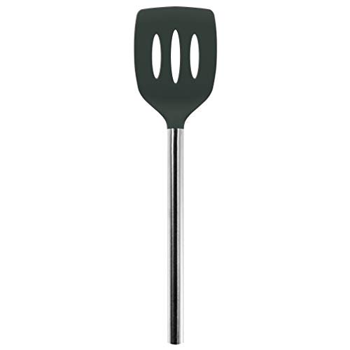 Tovolo Silicone Slotted Turner With Stainless Steel Handle, Pancake