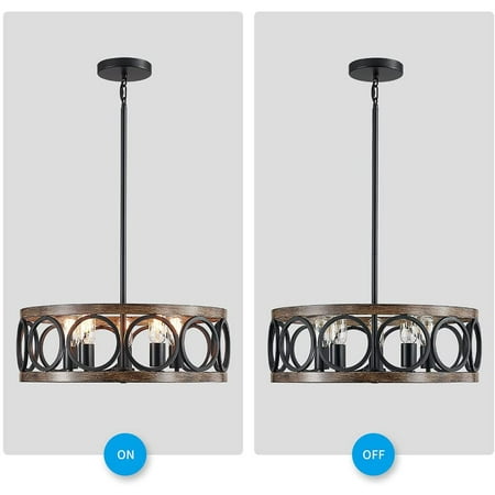 Drum Chandelier Rustic Pendant Lighting For Living Room Dining Bedroom Black Reclaimed Oak Style Wood Finish With Round Metal Shade Ceiling Light Canada Drum Chandelier Rustic Pendant, Bedroom Ceiling Lights Drum Style Light Fixtures