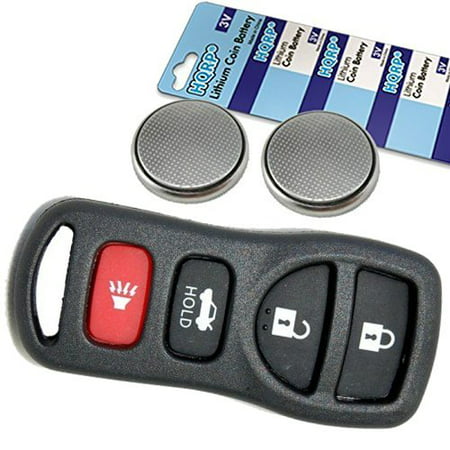 HQRP Transmitter and Two Batteries for Nissan Altima 2002 2003 2004 2005 2006 2007 05 06 07 02 03 04 Key-Fob Remote Shell Case Cover Smart Key Keyless FOB +