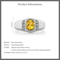thumbnail image 6 of Gem Stone King Men's 925 Sterling Silver Oval Yellow Citrine and White Created Sapphire Ring (1.16 Cttw), 6 of 6