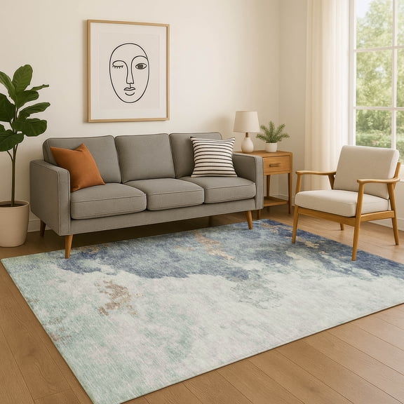Addison Rugs Mayfield Premium Machine Washable Transitional Abstract Seafoam Rectangle Rug, 10' X 14' Machine Washable Transitional Abstract Seafoam Oversized Sherpa Throw Blanket