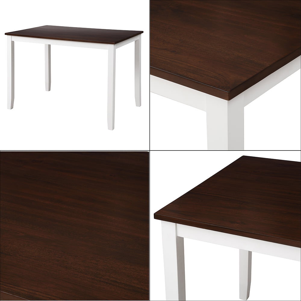 Kepooman 5Piece Dining Table Sets, Wooden Table & 4 Chairs Set for Dining Room Kitchen Restaurant, White & Cherry Kepooman 5Piece Dining Table Sets, Wooden Table & 4 Chairs Set for Dining Room Kitchen Restaurant, White & Cherry