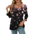 thumbnail image 6 of JTZGDY 3/4 Sleeve U Neck Tops for Women Dressy Casual Boho Floral Printed Summer Graphic Tunic T-Shirts Loose Lightweight Cotton Pullover Blouse Multicolor#02 L, 6 of 10