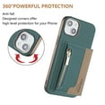 thumbnail image 7 of Dteck Magnetic Case for iPhone 14, 2 in 1 Wallet Case Detachable Card Holder, Compatible with MagSafe, Slim PU Leather RFID Blocking Credit Slots Zipper Pocket,Green, 7 of 7