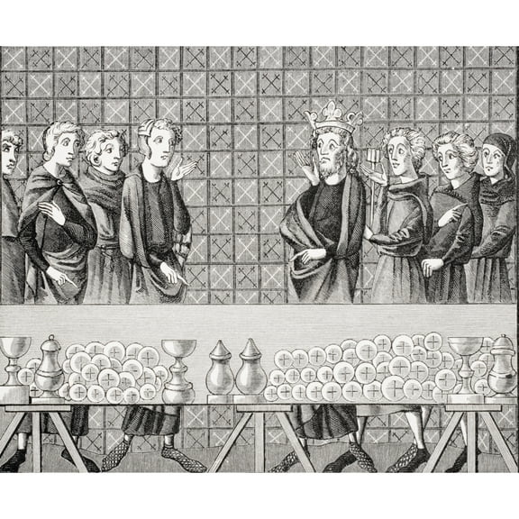 Posterazzi DPI1857986 Courtiers Ammassing Riches At The Expense of The Poor From Miniature In The 14th Century Manuscript Tresor of Brunetto Latini Poster Print, 16 x 13