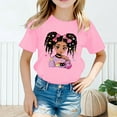 thumbnail image 2 of Curuila Kid Girls Tops Cartoon Print Crew Neck Short Sleeve Tee Summer Casual Loose T Shirt Pink Size 12-14 Years, 2 of 4