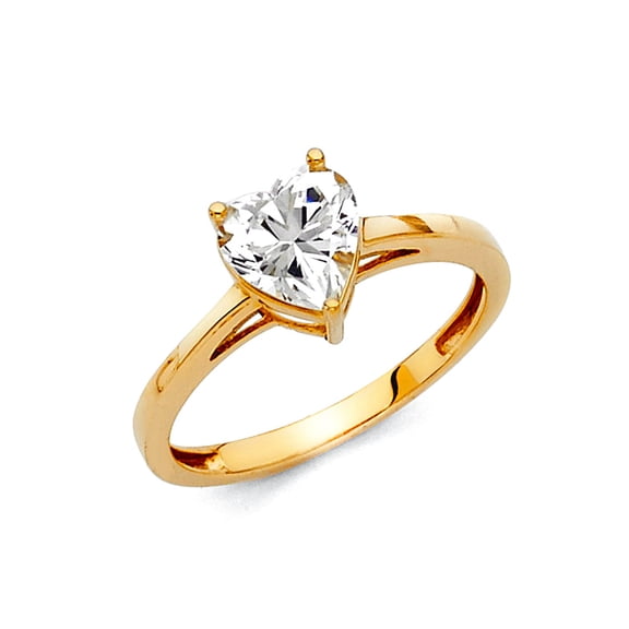 14k Yellow Gold Cubic Zirconia Engagement Ring Size 7 Engagement Ring for Women - 2.2 Grams