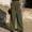 Army Green, variant on Women's High Waist Pleated Cargo Pants, Wide Leg Design, Loose Work Casual Trousers with Pockets Gray S