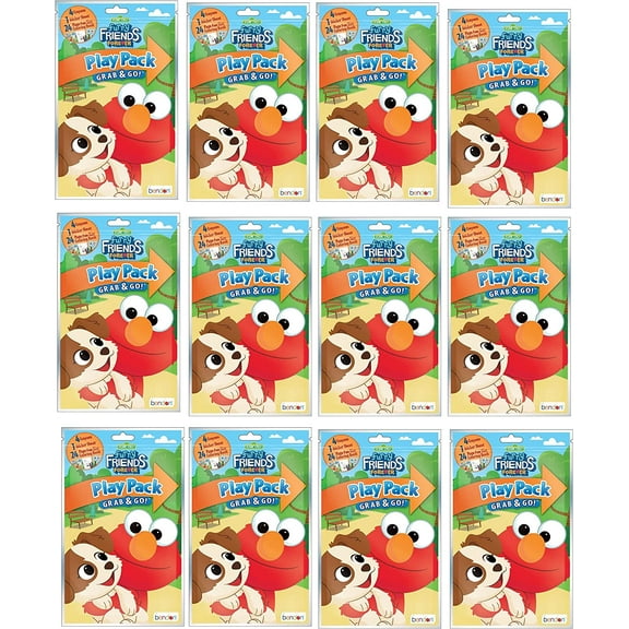 Sesame Street Elmo Grab and Go Play Pack | Party Favors | Decorations | Gifts | Party Fillers | Pack of 12