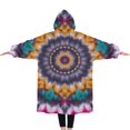 thumbnail image 2 of Oversized Wearable Blanket Hoodie,Colorful Rainbow Tie Dye Spiral Pattern Sherpa Blanket Hoodie with Super Pockets,Super Warm Fuzzy Pullover for Women & Men, 2 of 6