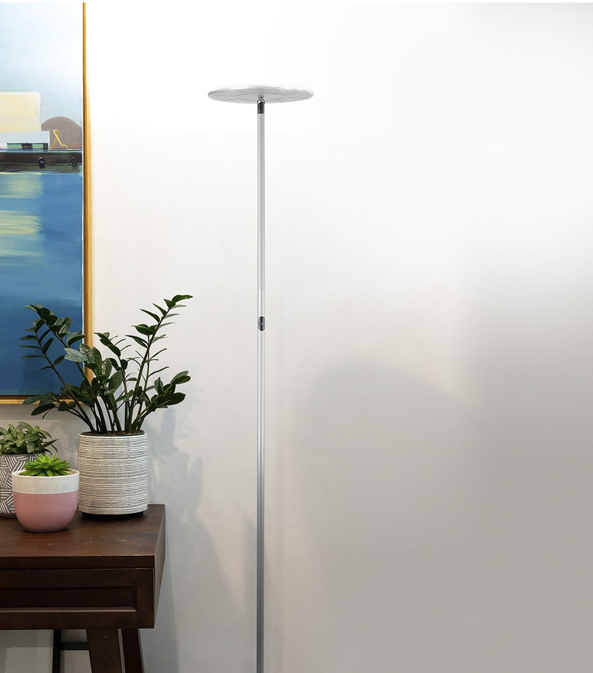 Brightech Sky 63 in. Platinum Silver Torchiere LED Floor Lamp