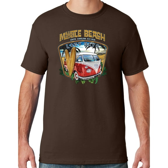 Mens LAZY DAYS MYRTLE BEACH South Carolina T-shirt, 3XL Chocolate Brown