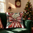 thumbnail image 2 of Cheapark Christmas Red Striped Bow Pillowcase - Cushion Cover for Home Sofa, Festive Decor for Christmas Holiday, 2 of 6