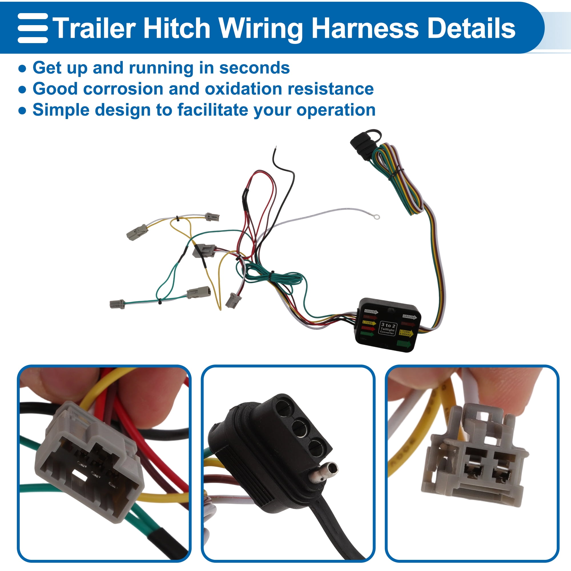 Unique Bargains 4 Pin Trailer Wiring Harness 56341 Towing Hitch for Honda Civic 2001-2005