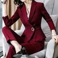 thumbnail image 4 of JHLZHS Dressy Pant Suits Womens 2 Piece Suit Notched Lapel One Button Slim Fit Business Office Work Tuxedo Pants Set Pant Suits for Women Dressy Wedding Womens Pant Suits Dressy Casual Spring, 4 of 8