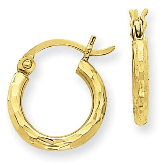 Primal Gold 14 Karat Yellow Gold Diamond-Cut 2mm Round Tube Hoop Earrings