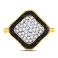 thumbnail image 3 of 10kt Yellow Gold Womens Round Black Color Enhanced Diamond Cluster Ring 1.00 Cttw, 3 of 4
