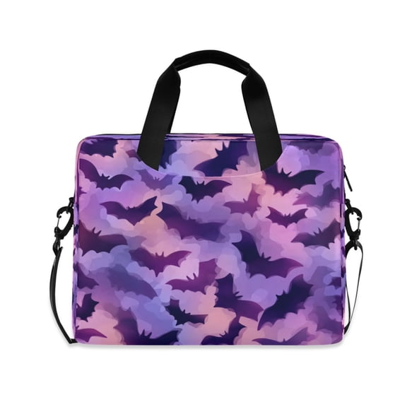 16" Laptop Tote Bag Laptop Sleeve Case Computer Briefcase for Work & Travel Purple Bats Pattern