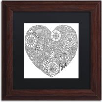 Trademark Fine Art "Love Heart" Canvas Art by Hello Angel, Black Matte, Wood Frame