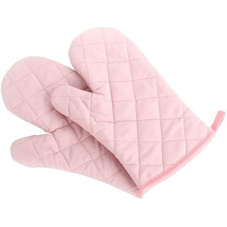 

Oven Mitts Premium Heat Resistant Kitchen Gloves Cotton & Polyester Quilted Oversized Mittens 1 Pair Pink