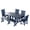Navy Blue, variant on WestinTrends Malibu 6 Piece Patio Dining Set with Bench, All Weather Poly Lumber Outdoor Table and Chairs Set, 71" Trestle Dining Table with Umbrella Hole, 5 Arm Chairs with Bench, Dark Green