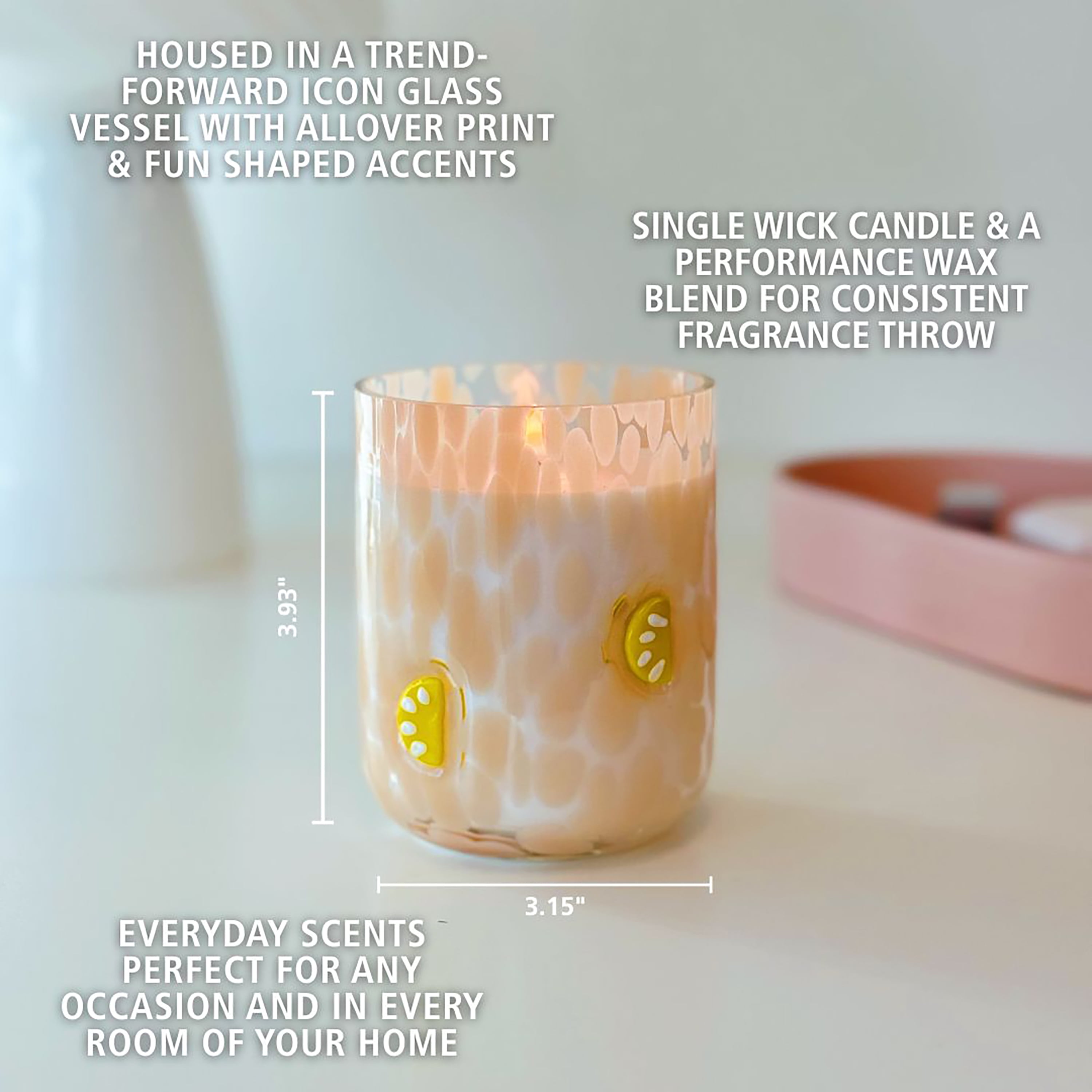 Mainstays 1-Wick Art Glass Scented Jar Candle, Cranberry Mandarin, 8.5 oz.
