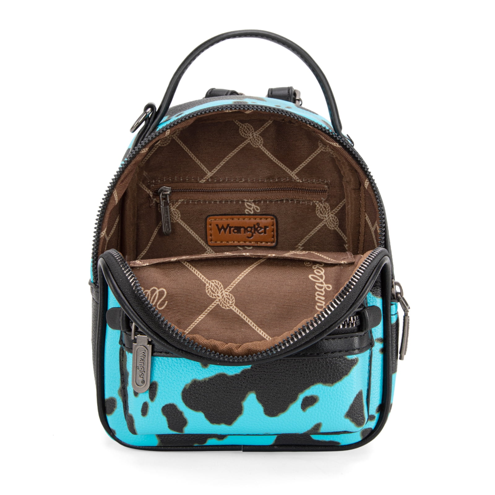 Wrangler Mini Backpack Cute Cow Print Backpack Purse for Women, Turquoise