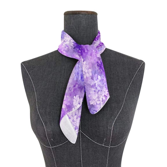 Square Scarf 24x24 Inch Lilac Purple Floral Pattern Silky Satin Sun Protection Neck Scarf for Women Multi-Purpose Head Wrap Bandana for Hair Bag Decoration