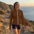 thumbnail image 5 of UDAUDU Women's Plus Size Sun Shirts UPF 50+ UV Protection Clothing Long Sleeve Full Zip Jacket Lightweight Workout Athletic Tops Brown 4XL, 5 of 7
