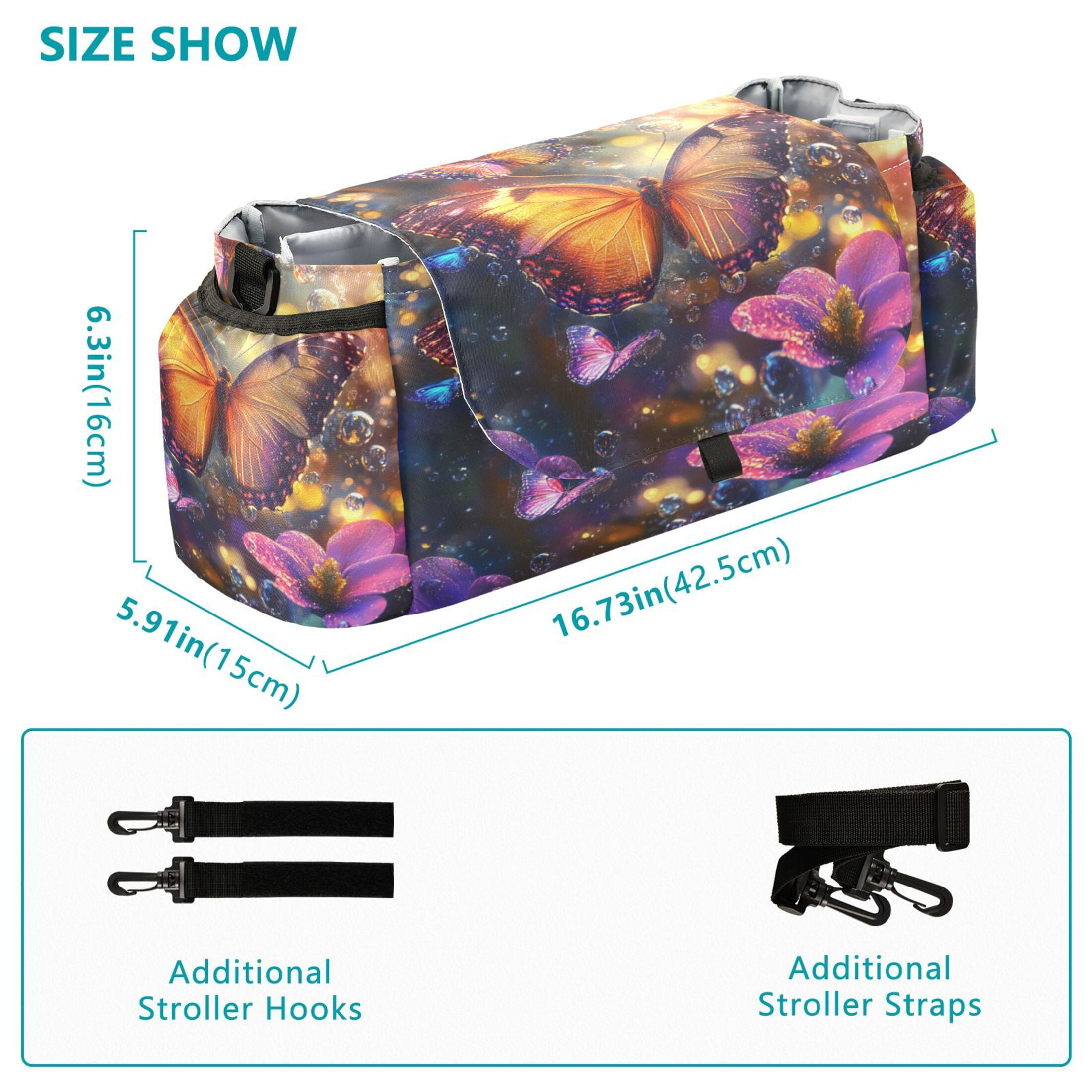 DIXRUYEE Stroller Organizer Vibrant Butterfly Ballet Printed
