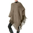 thumbnail image 3 of Hauaitttt Women Poncho Sweater V Neck Solid Knit Pullover Cape Lightweight Shawl Elegant Wrap with Fringes for Women Womens Dress Jackets for Evening Wear Girls Shawl Wool Scarf Shawl with Hood, 3 of 9