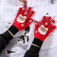 thumbnail image 2 of Ticikt Women Christmas Printed Knit Gloves, Touch‑Screen Compatible Warm Winter Knitted Gloves for Holiday Daily Wear, 2 of 5
