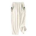 thumbnail image 5 of Knee Length Summer Casual Elastic Waisted Side Split Button Shorts with Pockets for Women Linen, 5 of 6