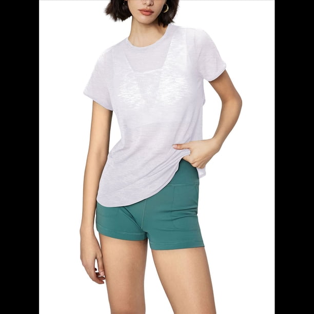 Camiseta Deportiva Ultraligera Transparente de Secado Rápido con Espalda Abierta para Mujer, Ideal para Yoga, Running y Otras Actividades. XL