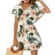 thumbnail image 1 of Puntoco Vestido De Manga Corta Con Cuello En V, Vestido Informal Suelto De Verano Estampado Para Mujer, Vestido De Playa Con Cuello En V, Vestido De Manga Corta, Verde L, 1 of 7